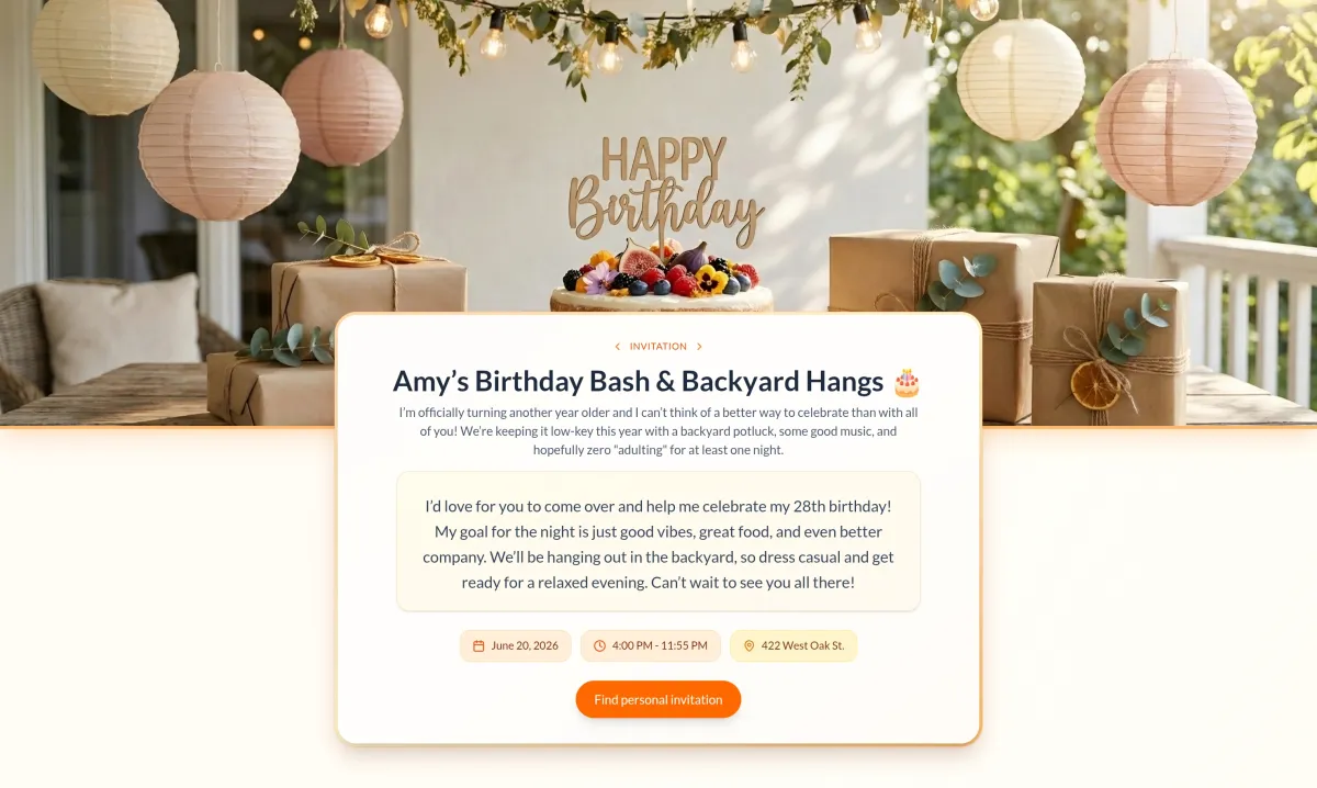 Default invitation template preview