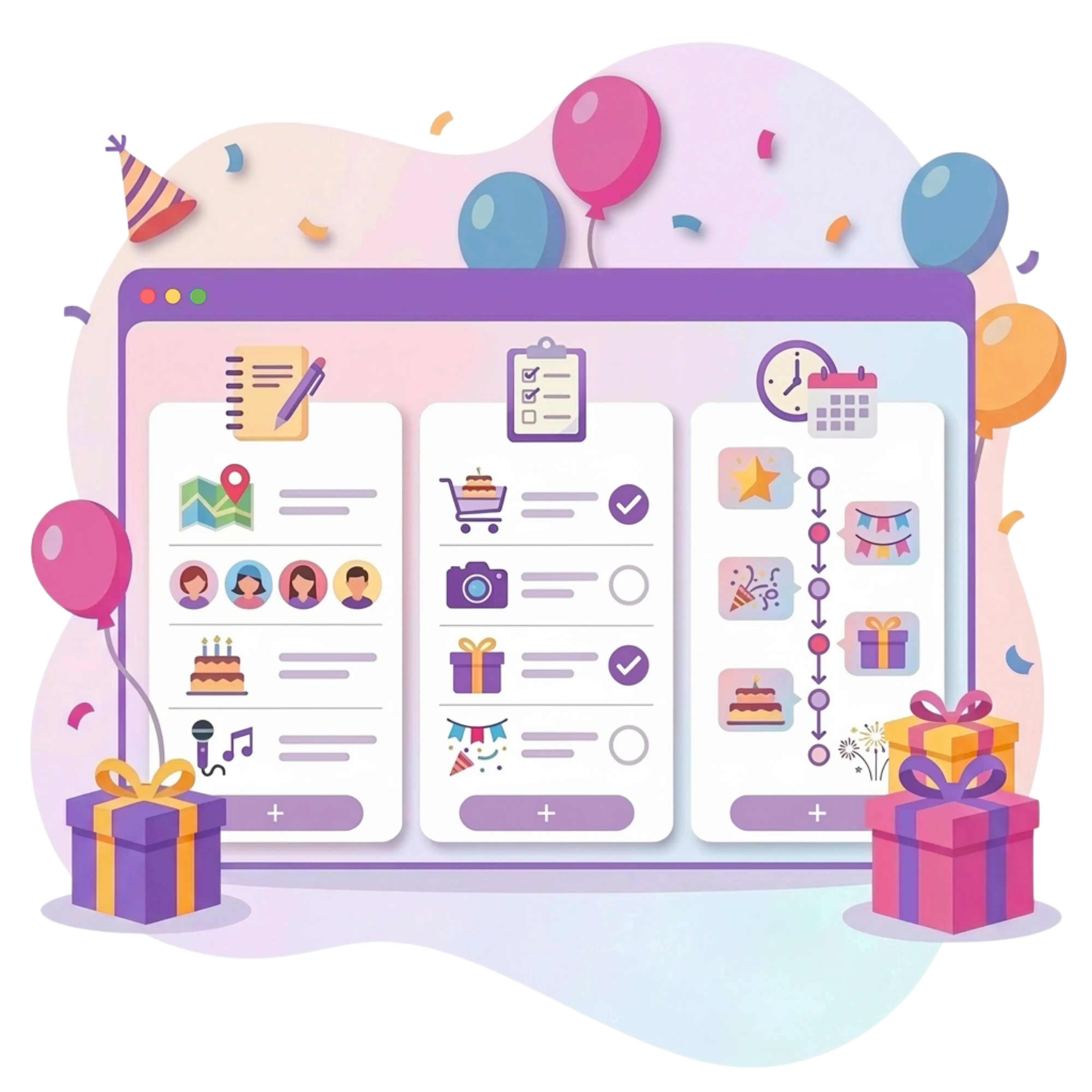 Event timeline, map, and planning checklist