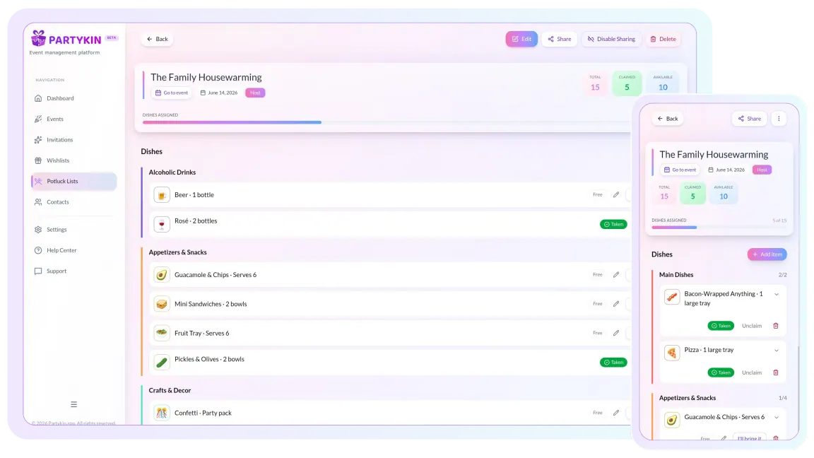 Potluck feature preview