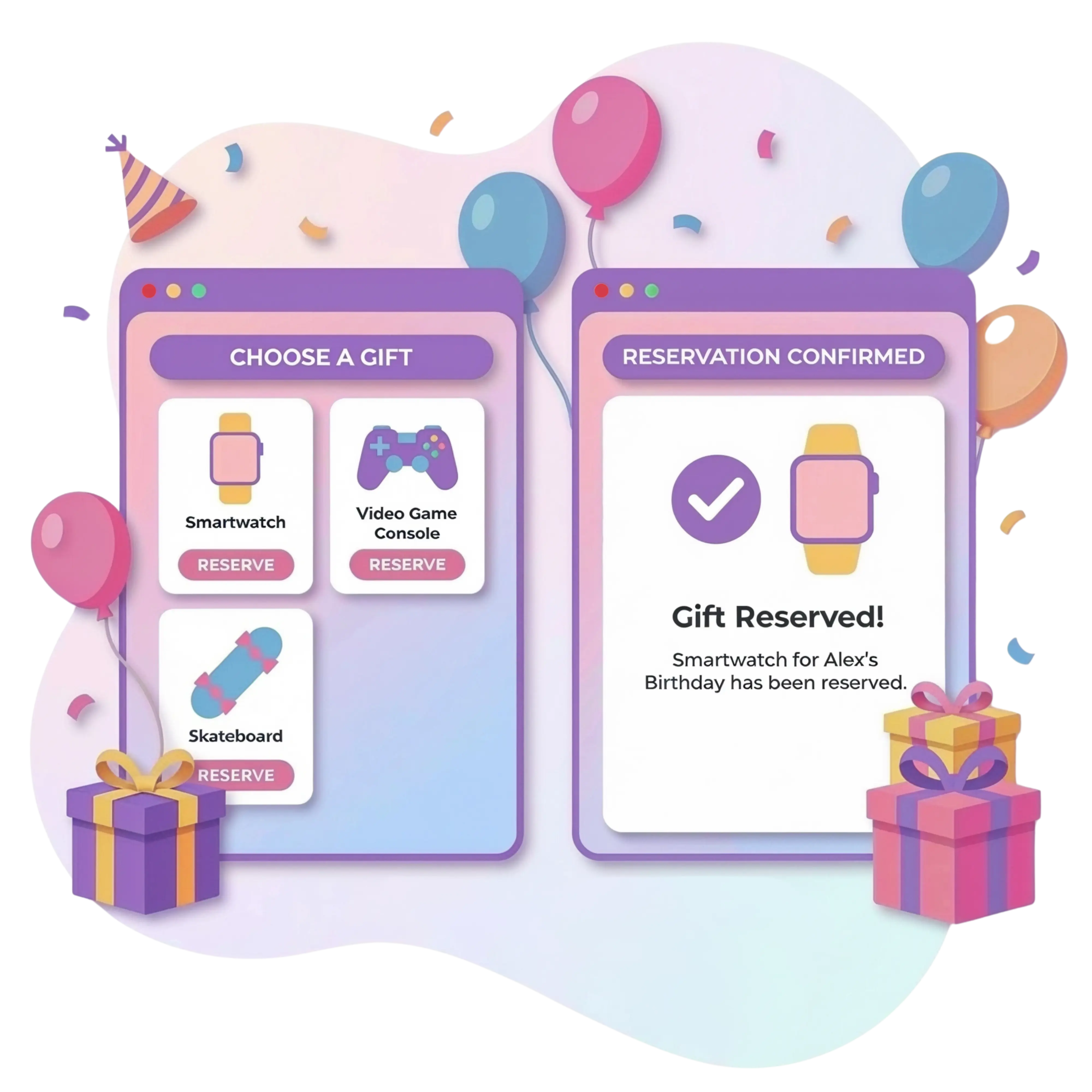 Wishlist reserve and booking — no duplicate gifts