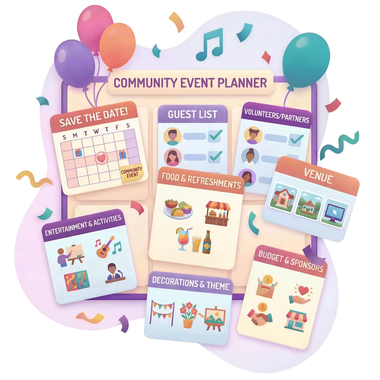 Neighborhood and community gathering planning with Partykin