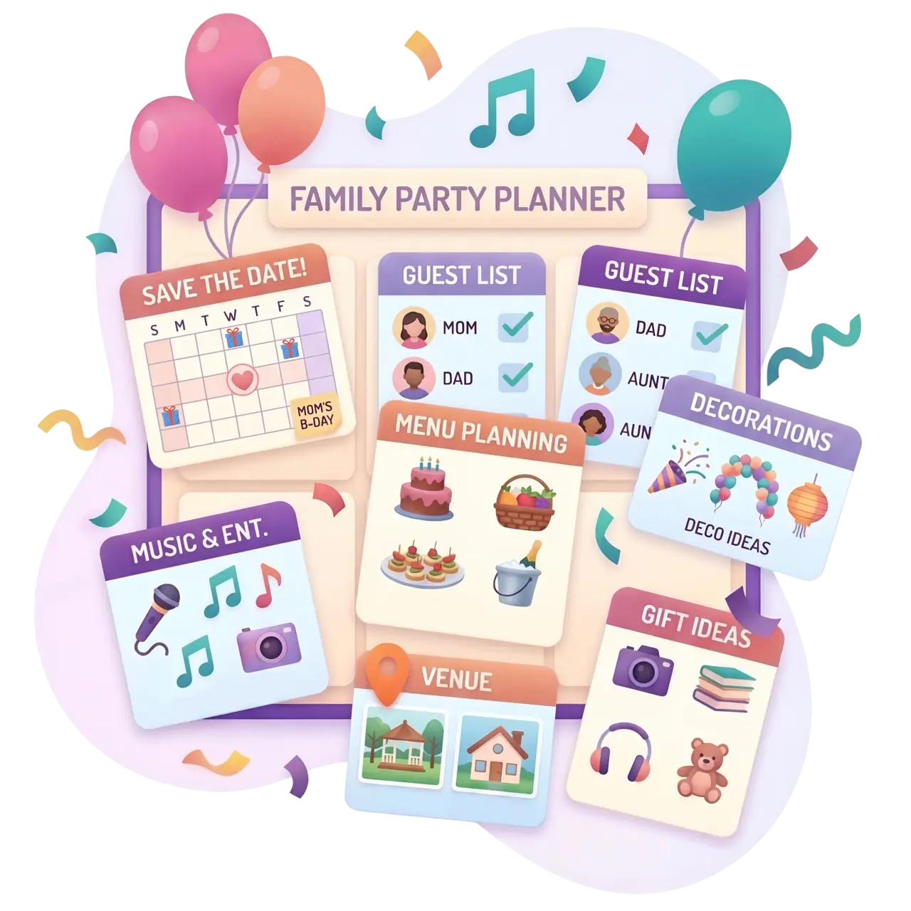Family reunion planning with digital invitations and RSVP