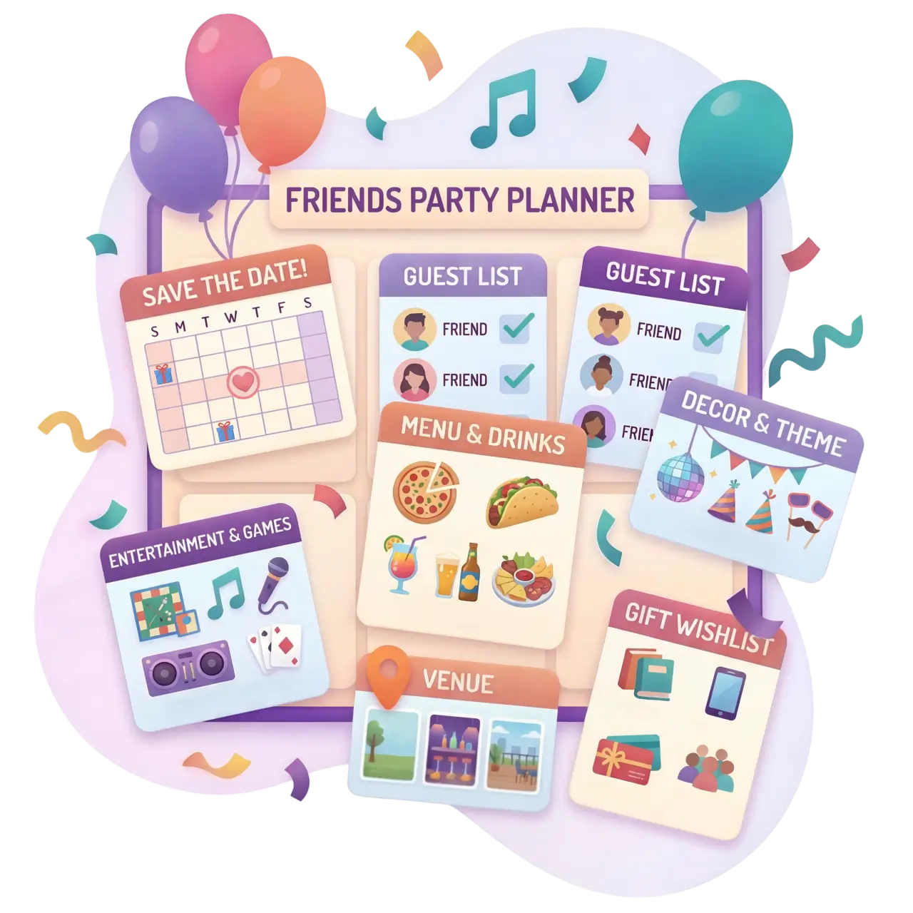 Friends organizing a get-together with Partykin