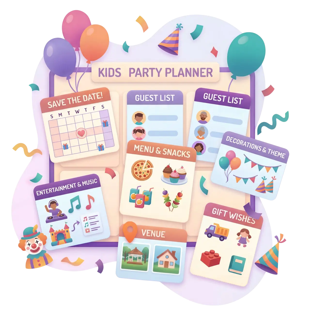 Stylish kids birthday planner with digital invitations and RSVP